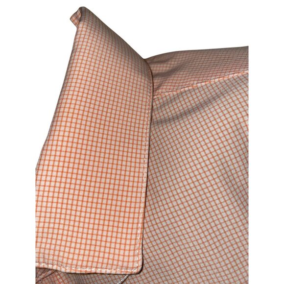 Mizzen+Main Leeward Collection Mens Orange Checkered Dress Shirt X-Large Trim Fi - Picture 4 of 11